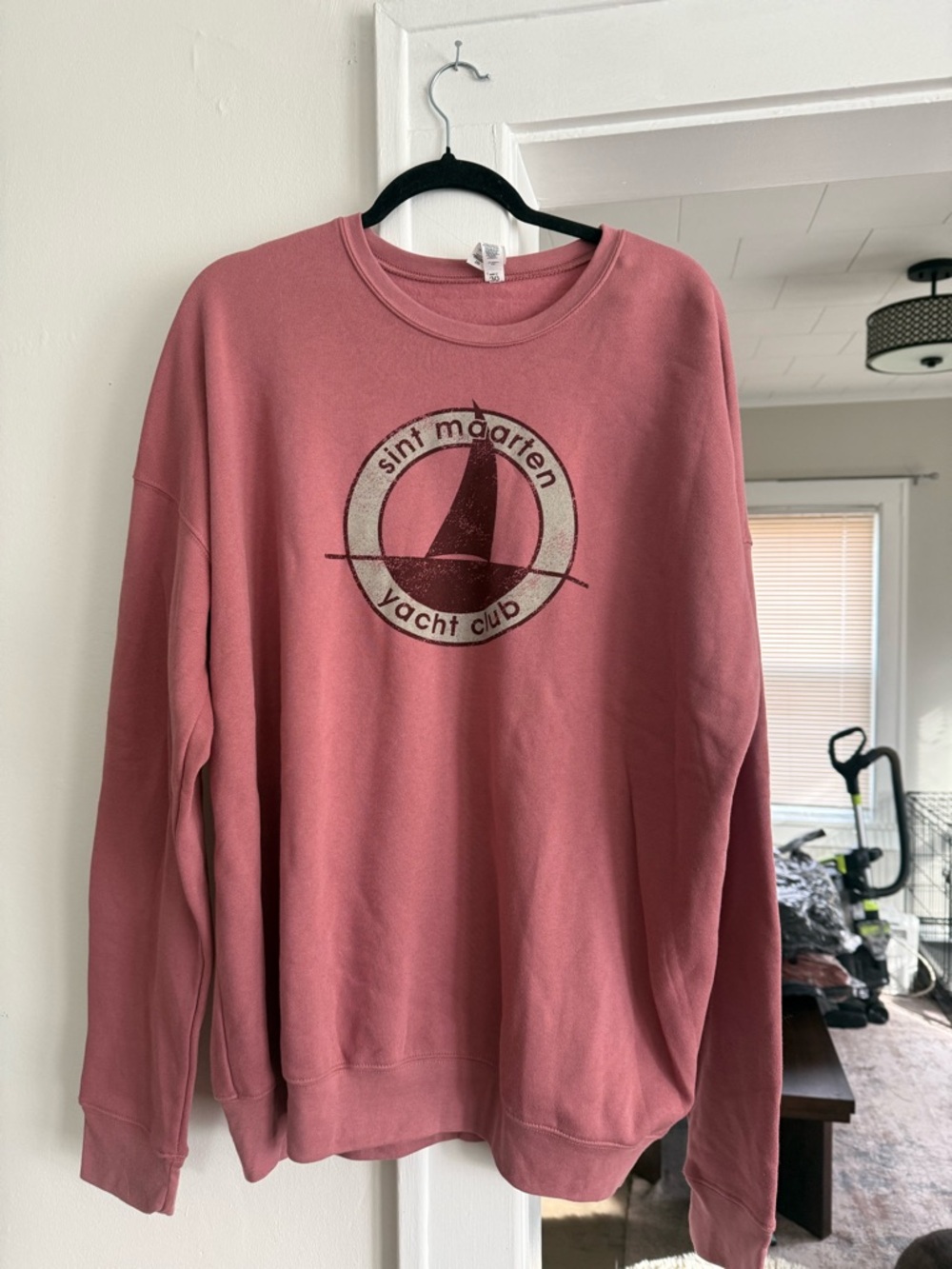Pink Crewneck Sweatshirt with Subtle Graphic